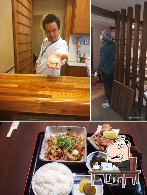 This is the picture showing interior and food at 日本料理　レストラン　富士